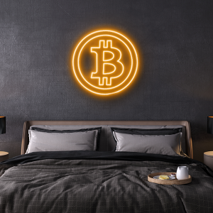 bitcoin logo led sign