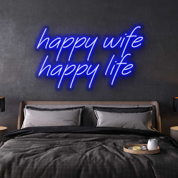 led neon sign happy wife happy life