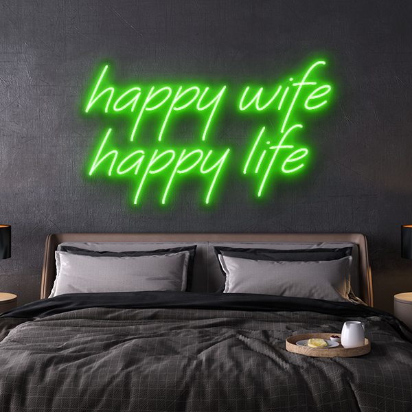 led neon sign happy wife happy life