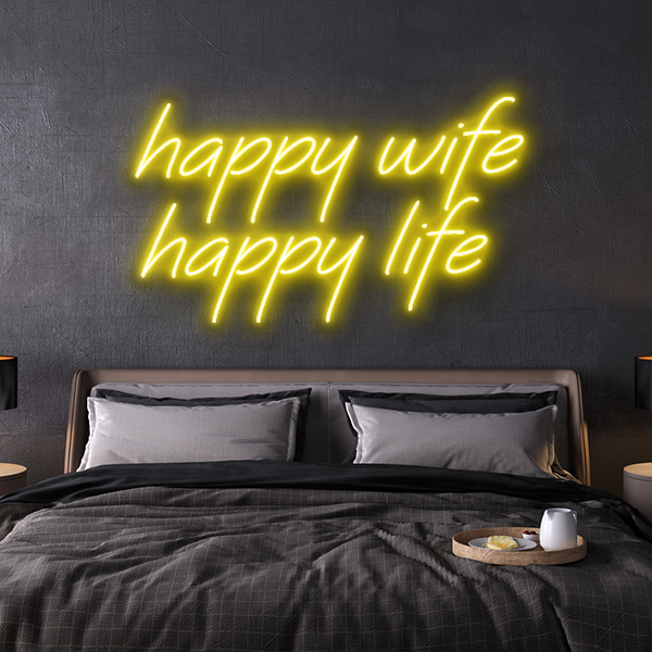 led neon sign happy wife happy life
