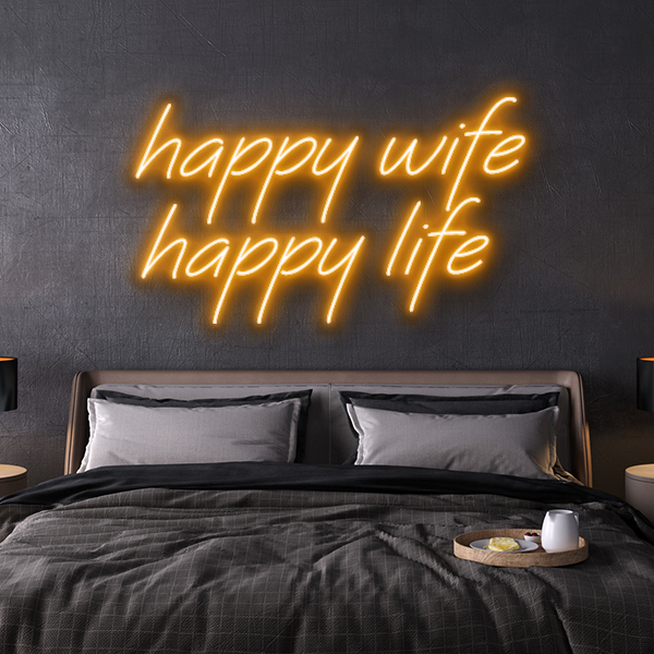 led neon sign happy wife happy life