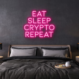 led neon sign Eat Sleep Crypto Repeat