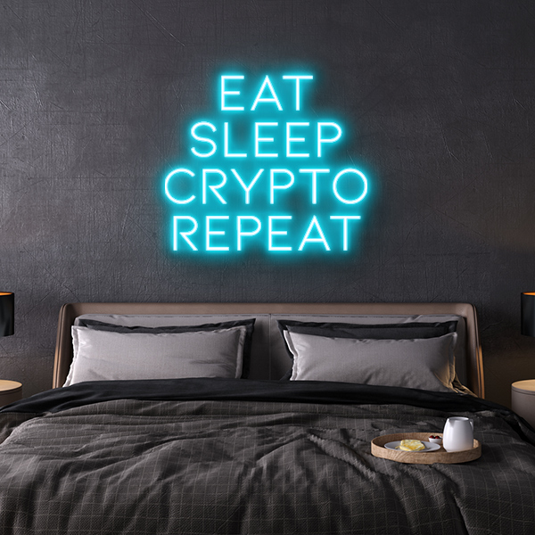 led neon sign Eat Sleep Crypto Repeat