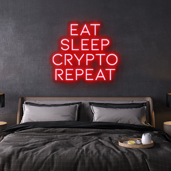 led neon sign Eat Sleep Crypto Repeat
