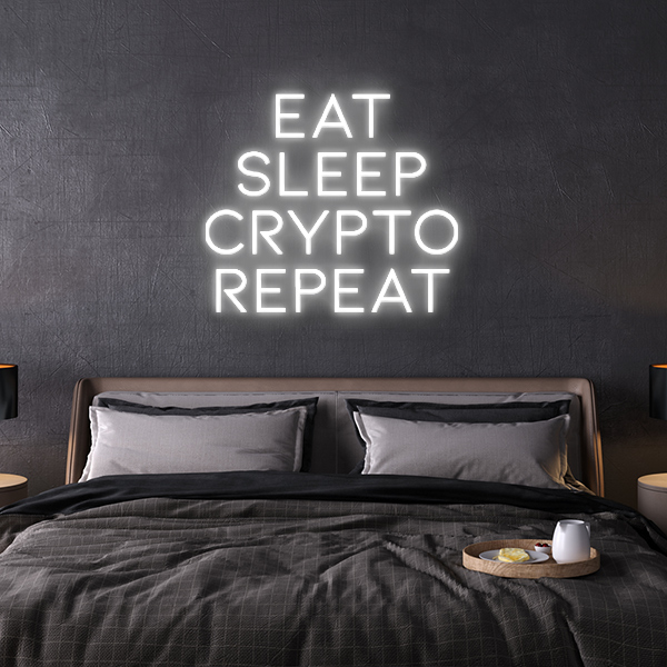 led neon sign Eat Sleep Crypto Repeat