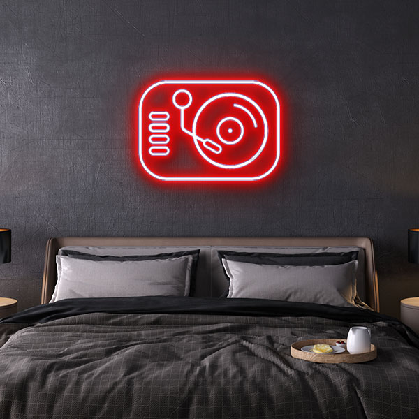 turntable neon sign