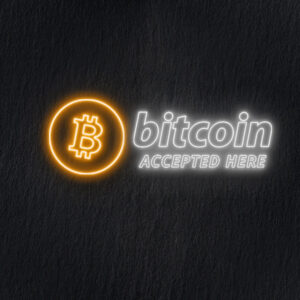 Bitcoin Accepted Here Neon LED Logo